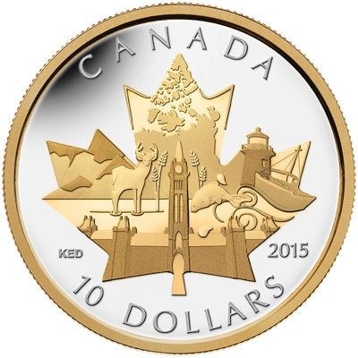 Fine Silver Gold Plated Coin - Celebrating Canada Reverse